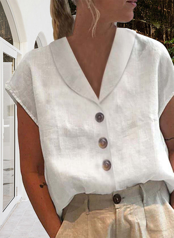 Arabella | Bawe艂niano-lniana koszulka z guzikami 0