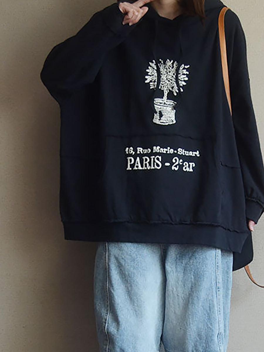 ByRoza | Bawełniana bluza z kapturem z kieszenią i długim rękawem