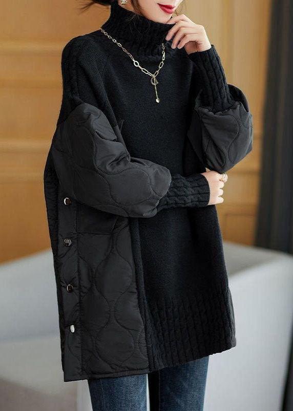 ByRoza | D艂ugi elegancki lu藕ny sweter z golfem