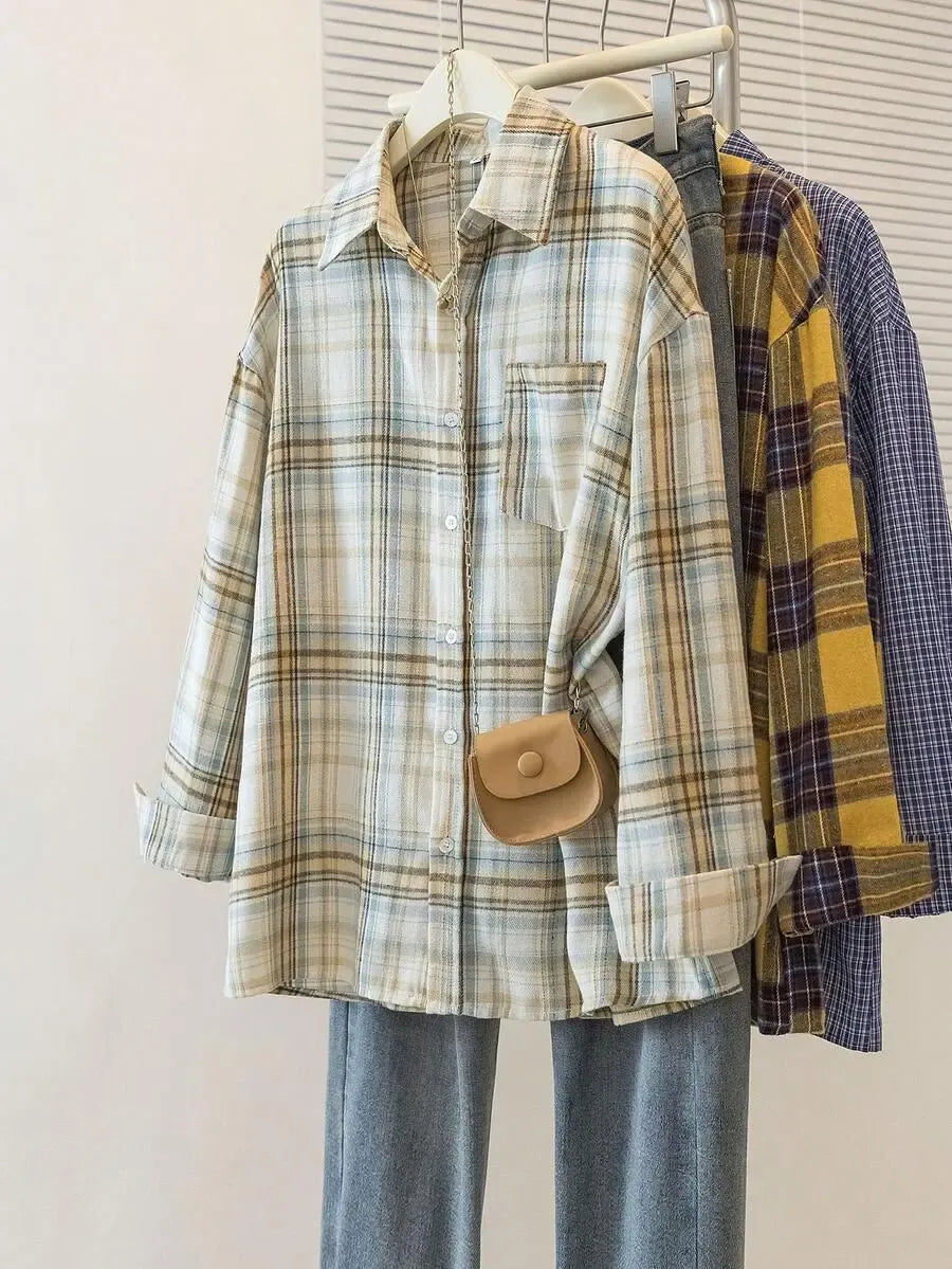 ByRoza | Koszula flanelowa w krat臋 zapinana na guziki