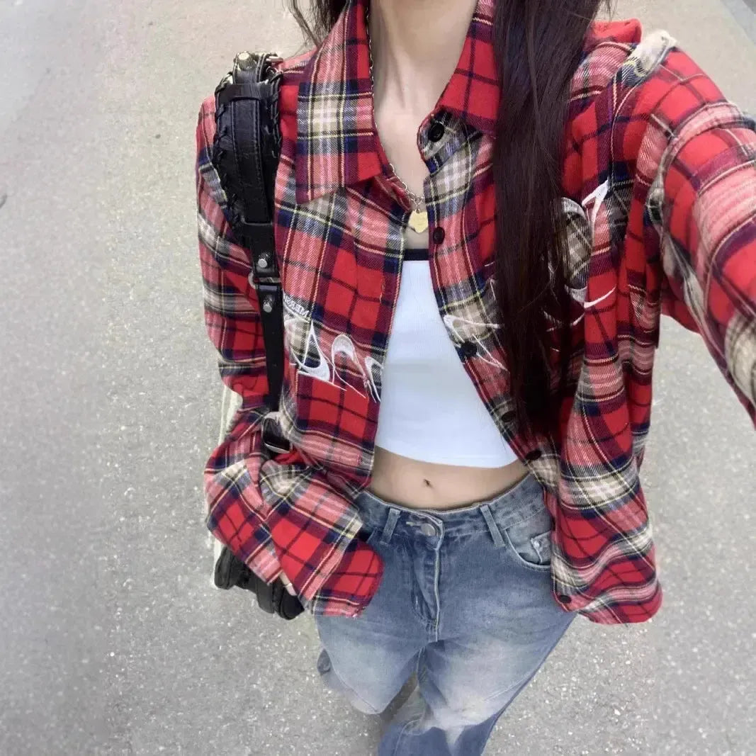 ByRoza | Koszula flanelowa w krat臋 zapinana na guziki