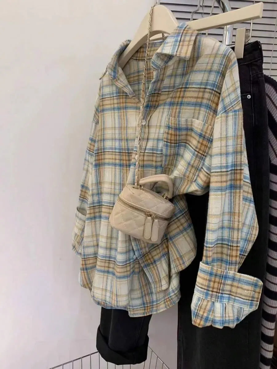 ByRoza | Koszula flanelowa w krat臋 zapinana na guziki