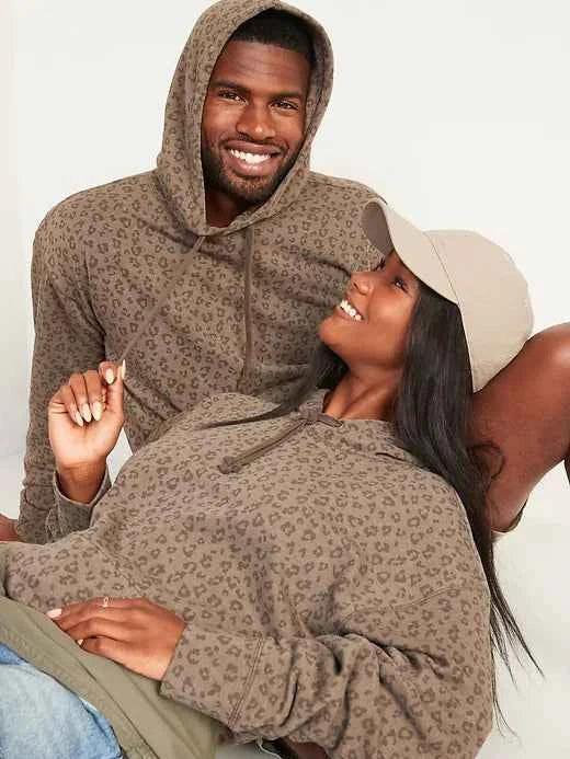 ByRoza | Luźna bluza z kapturem i nadrukiem w panterkę