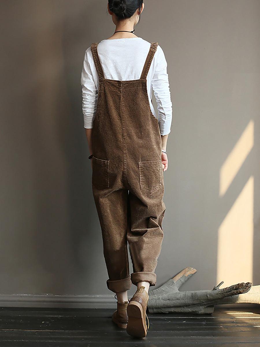 ByRoza | Lu藕ny kombinezon z sztruksu z kieszeniami