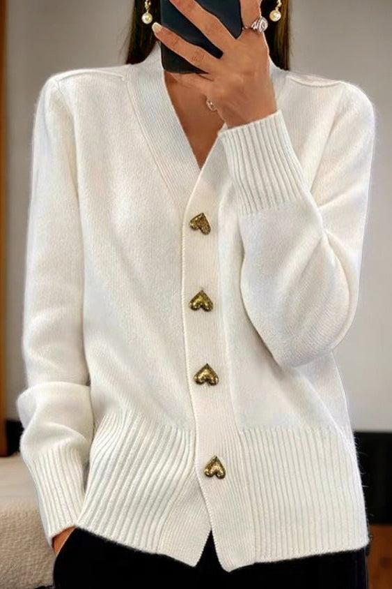 ByRoza | Złote guziki, ciepły kardigan