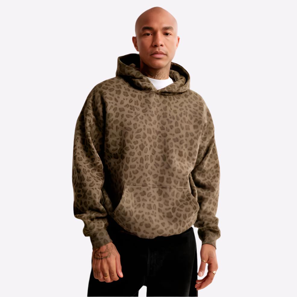 Casual | Miękka bluza z kapturem w panterkę 6