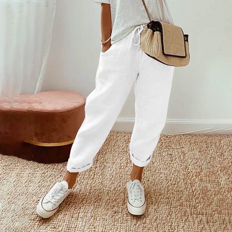 Isabella - Bawełniane lniane spodnie na co dzień 3