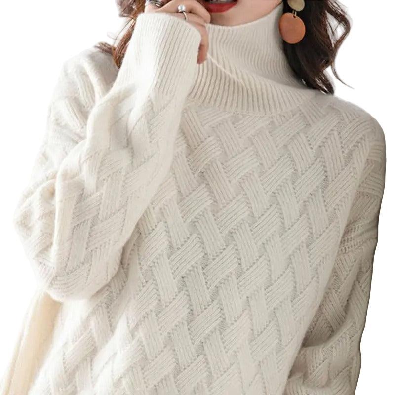 Miękki, prążkowany golf dla kobiet – przytulny, luksusowy sweter akrylowy