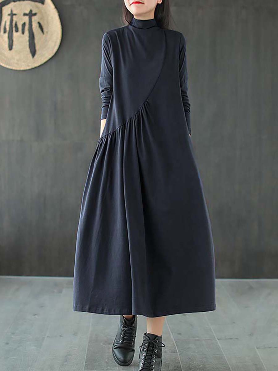 Plus Size | Drapowana sukienka z wysokim dekoltem 0