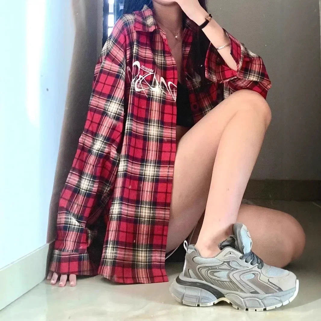 ByRoza | Koszula flanelowa w kratę zapinana na guziki