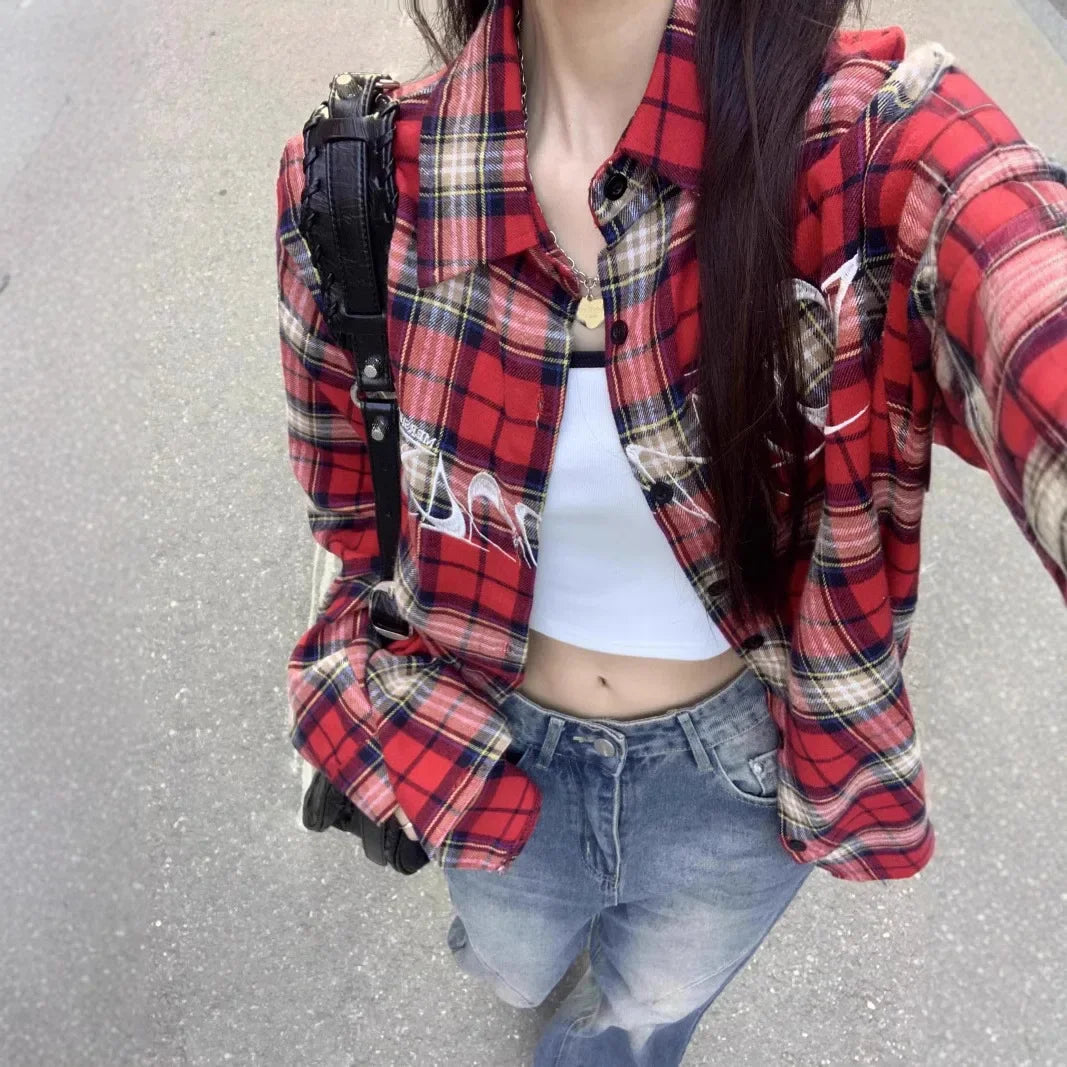 ByRoza | Koszula flanelowa w krat臋 zapinana na guziki