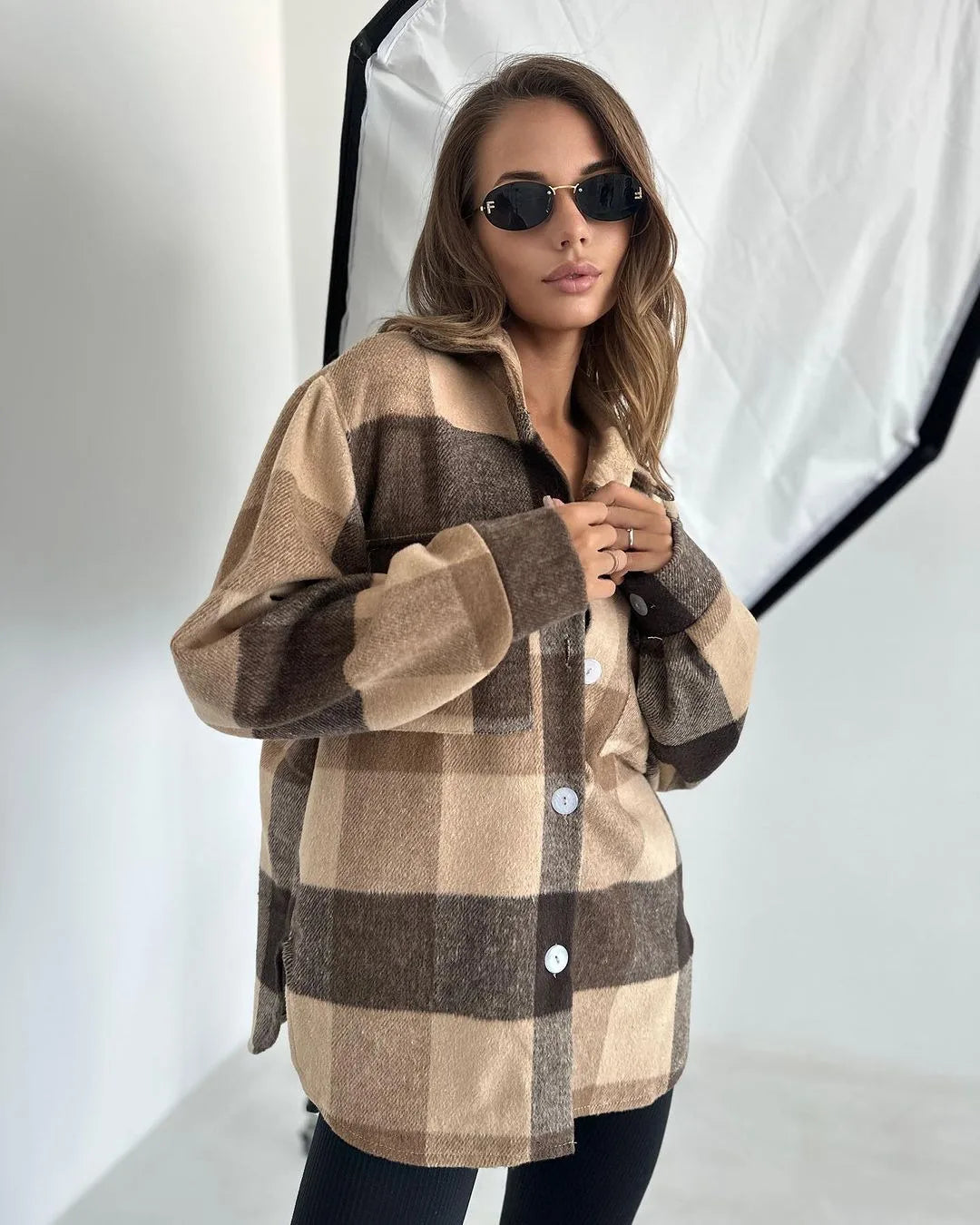 ByRoza | Koszula flanelowa w kratkę z długim rękawem