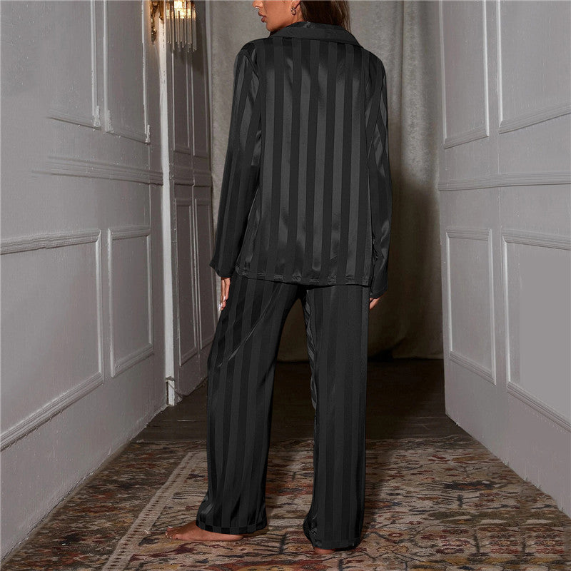 Zestaw piżam | Top zapinany na guziki, wzór w paski, luźny krój 8