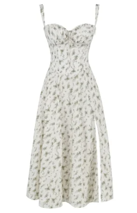 Zofia - Sukienka gorsetowa w kwiaty o średniej talii