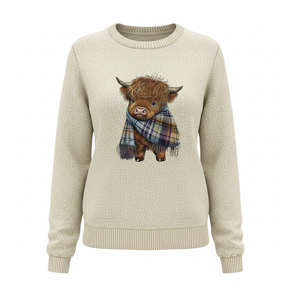 ByRoza | Sweter z okr膮g艂ym dekoltem i nadrukiem zwierz臋cym