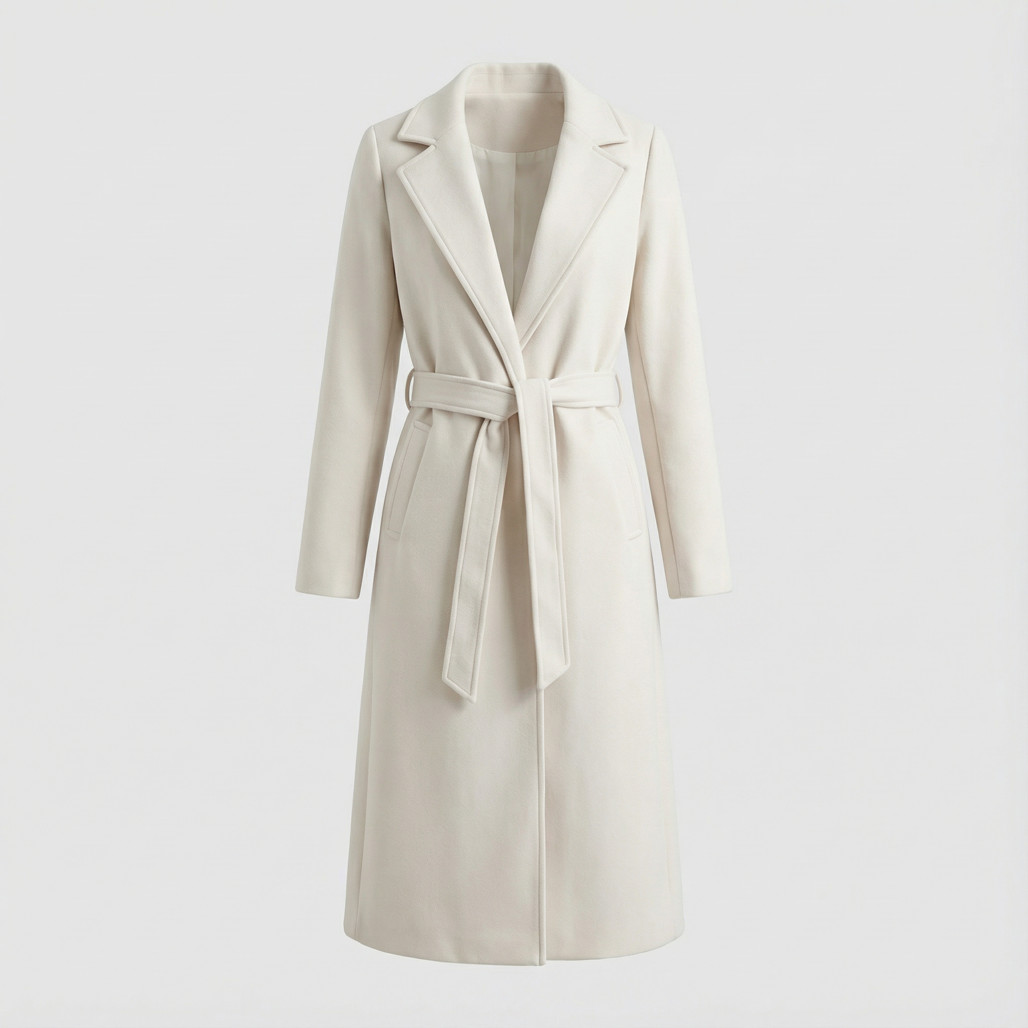 Płaszcz typu trencz z mieszanki wełny z paskiem – stylowa zimowa warstwa