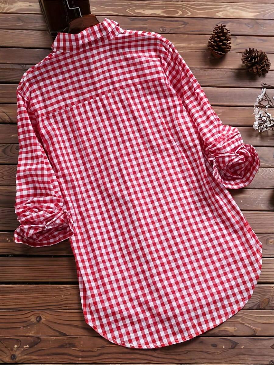 ByRoza | Koszula flanelowa z długim rękawem w kratę Gingham