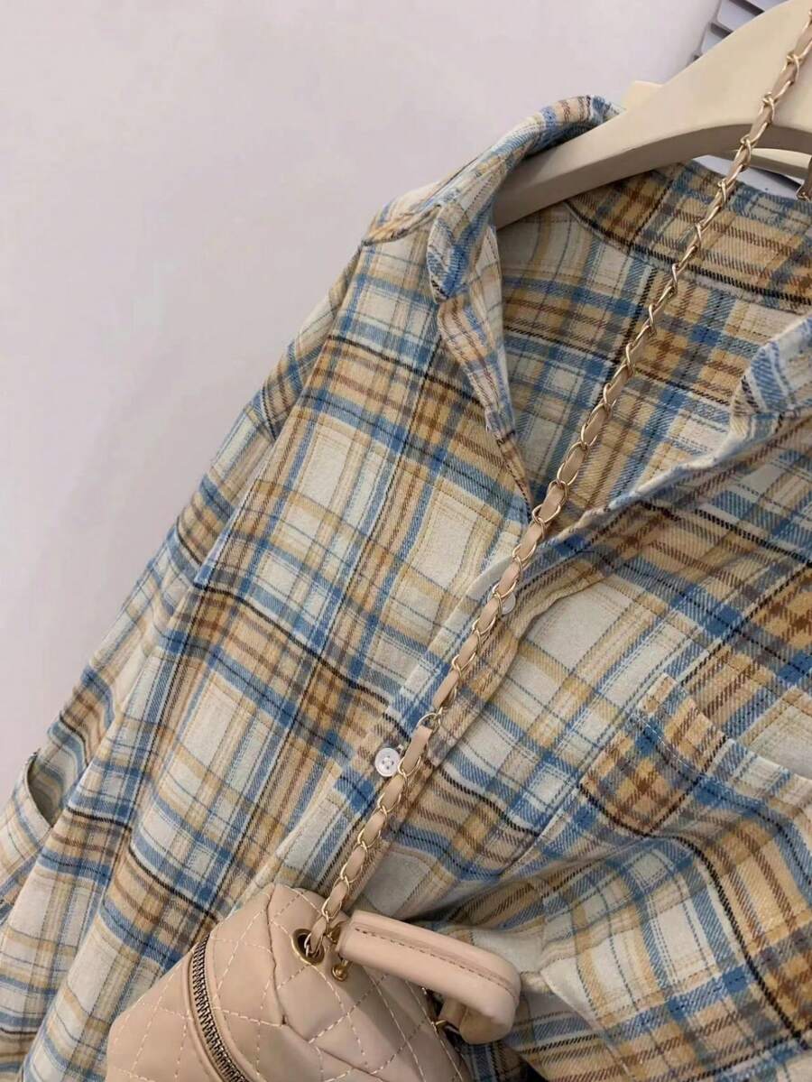 ByRoza | Koszula flanelowa w kratę zapinana na guziki