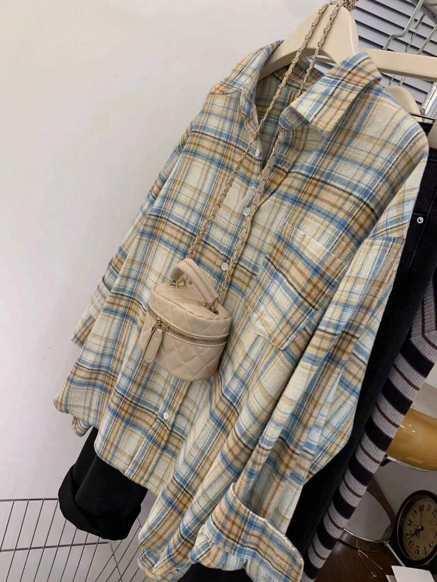 ByRoza | Koszula flanelowa w kratę zapinana na guziki