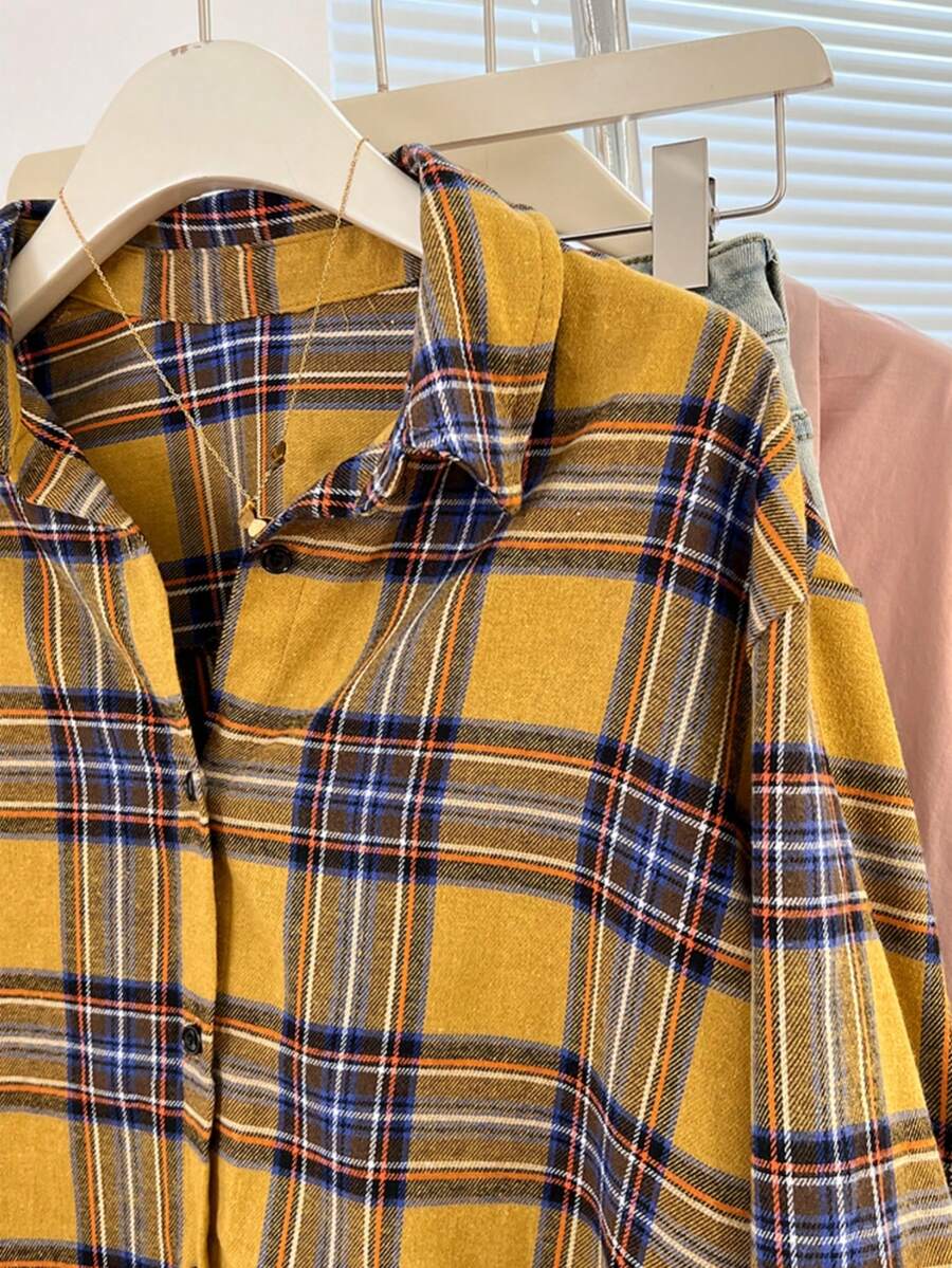 ByRoza | Koszula flanelowa w kratę zapinana na guziki