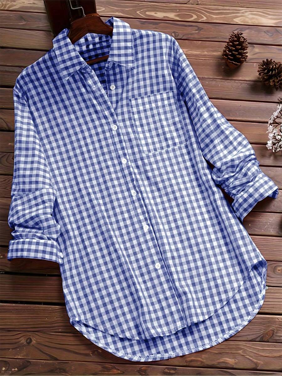 ByRoza | Koszula flanelowa z długim rękawem w kratę Gingham