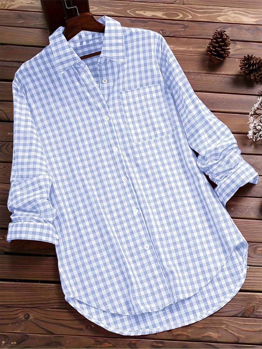 ByRoza | Koszula flanelowa z długim rękawem w kratę Gingham