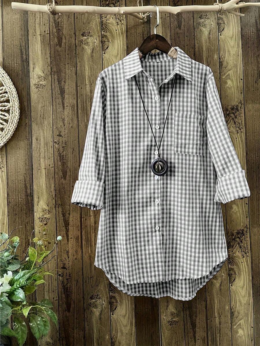 ByRoza | Koszula flanelowa z długim rękawem w kratę Gingham