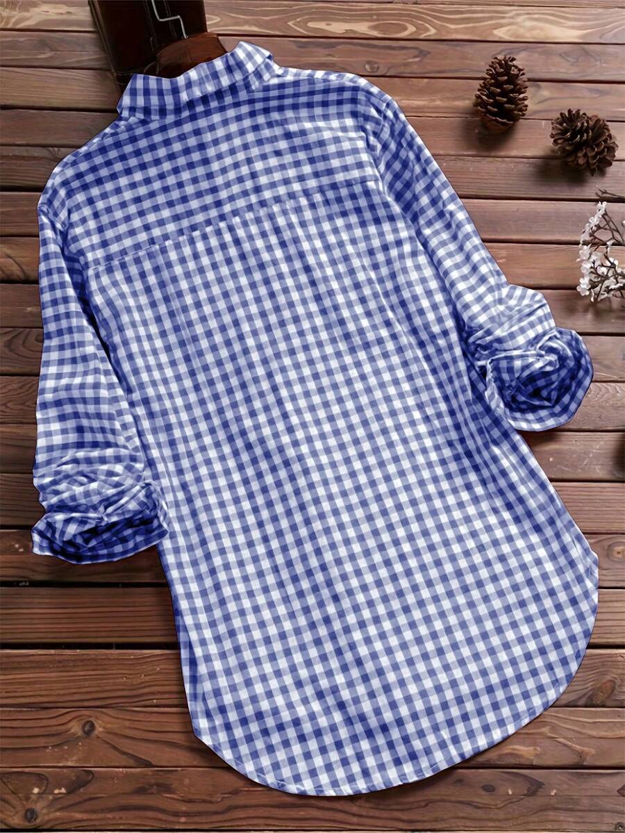 ByRoza | Koszula flanelowa z długim rękawem w kratę Gingham