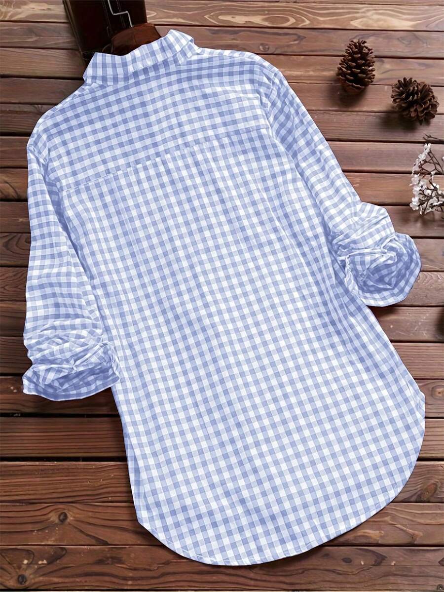 ByRoza | Koszula flanelowa z długim rękawem w kratę Gingham