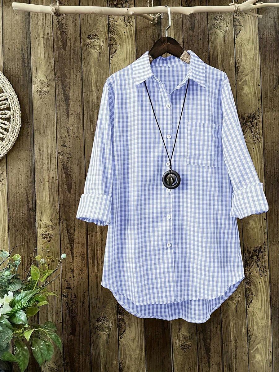 ByRoza | Koszula flanelowa z długim rękawem w kratę Gingham