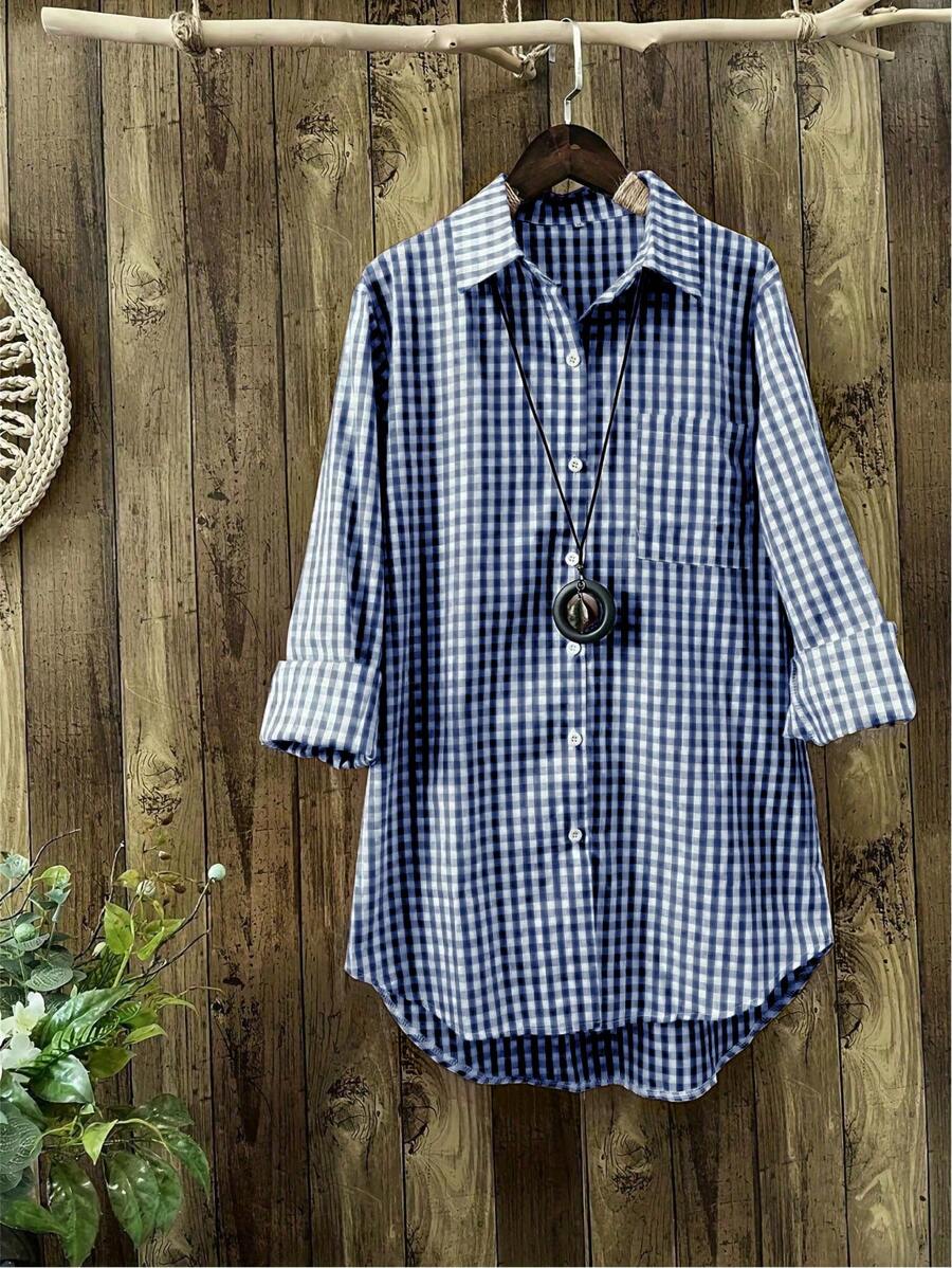 ByRoza | Koszula flanelowa z długim rękawem w kratę Gingham