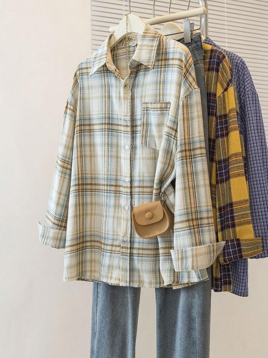 ByRoza | Koszula flanelowa w kratę zapinana na guziki