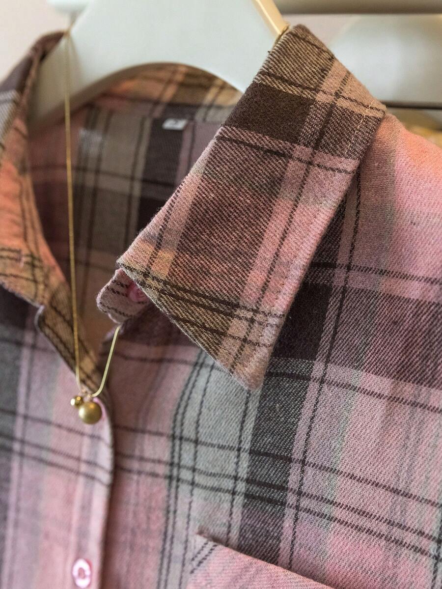 ByRoza | Koszula flanelowa w kratę zapinana na guziki