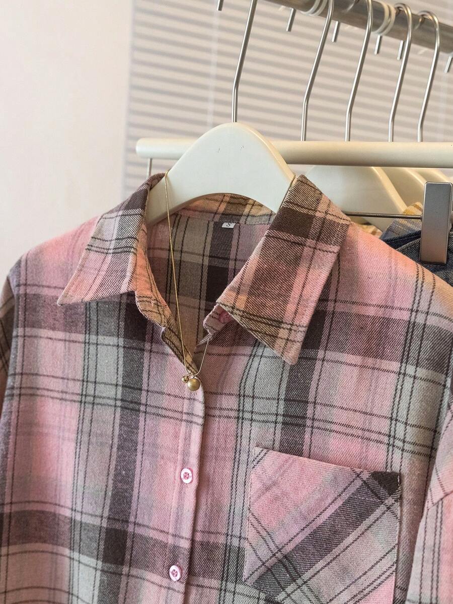 ByRoza | Koszula flanelowa w kratę zapinana na guziki