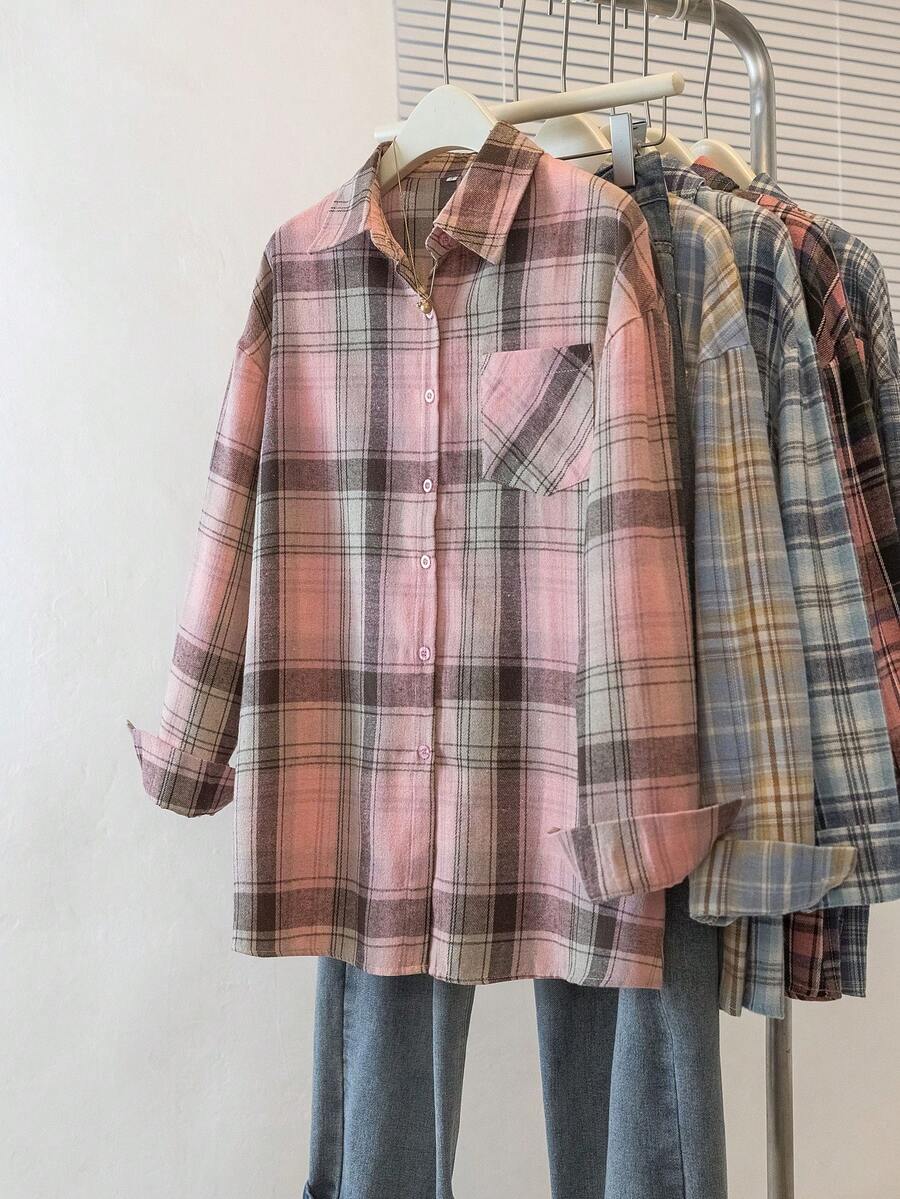 ByRoza | Koszula flanelowa w kratę zapinana na guziki