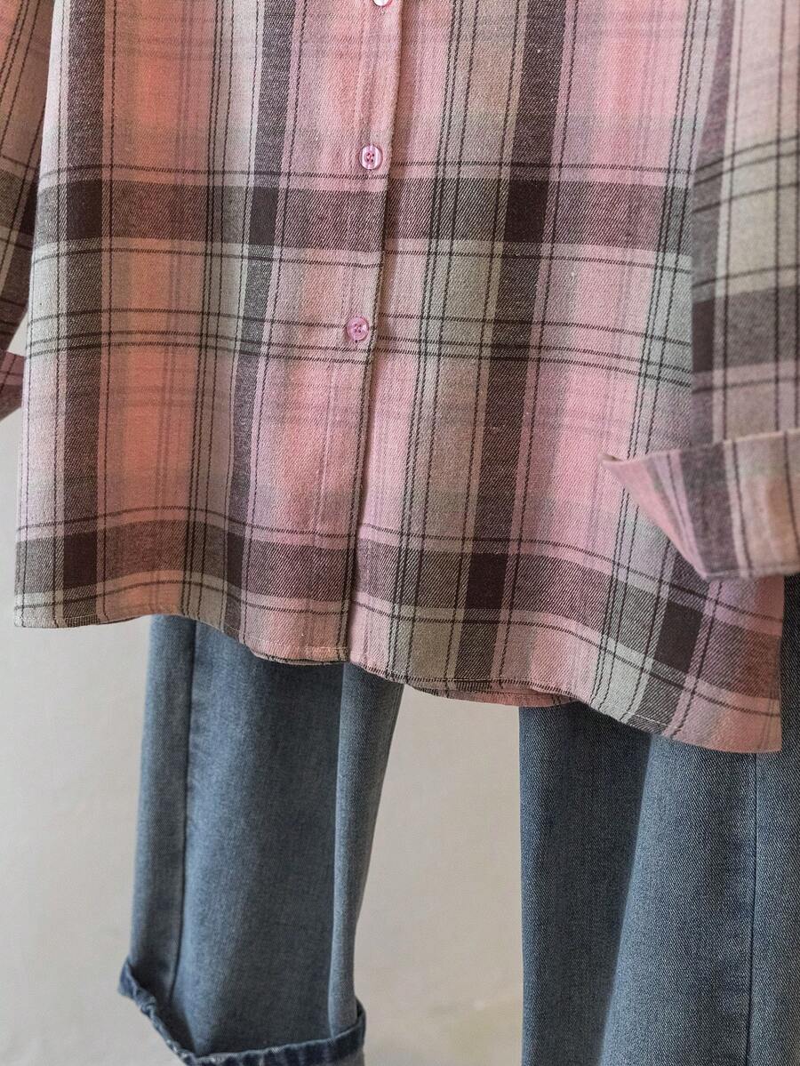 ByRoza | Koszula flanelowa w kratę zapinana na guziki