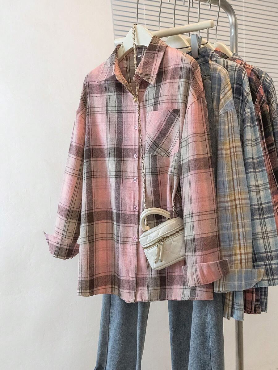 ByRoza | Koszula flanelowa w kratę zapinana na guziki