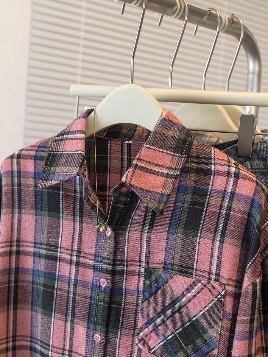 ByRoza | Koszula flanelowa w kratę zapinana na guziki