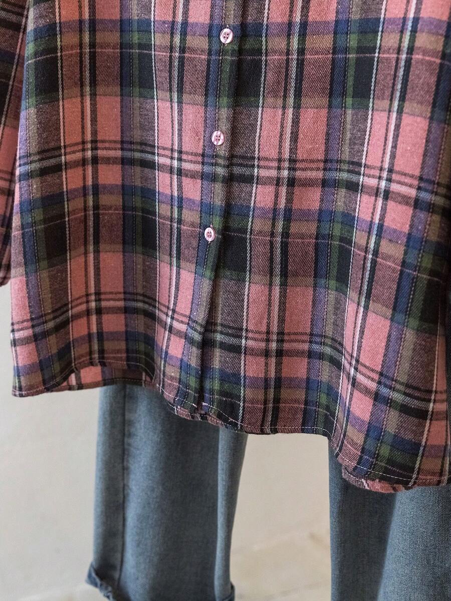 ByRoza | Koszula flanelowa w kratę zapinana na guziki