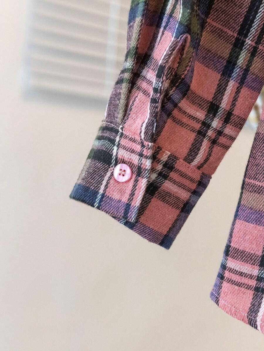 ByRoza | Koszula flanelowa w kratę zapinana na guziki