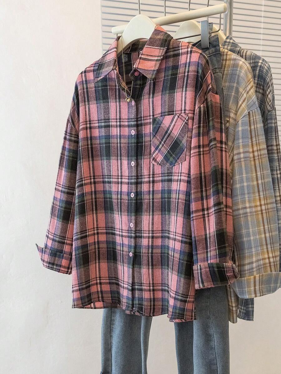 ByRoza | Koszula flanelowa w kratę zapinana na guziki