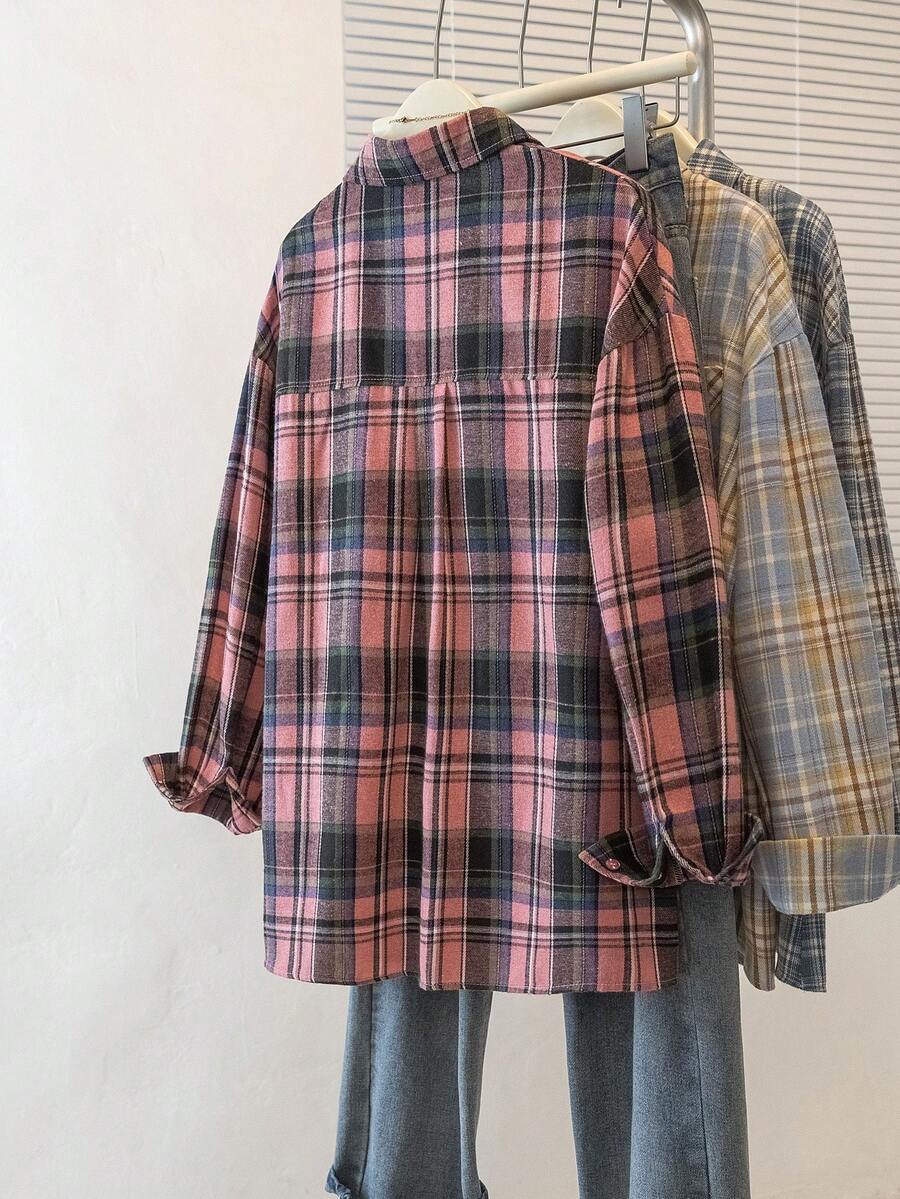 ByRoza | Koszula flanelowa w kratę zapinana na guziki