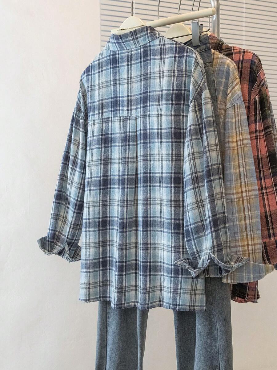 ByRoza | Koszula flanelowa w kratę zapinana na guziki