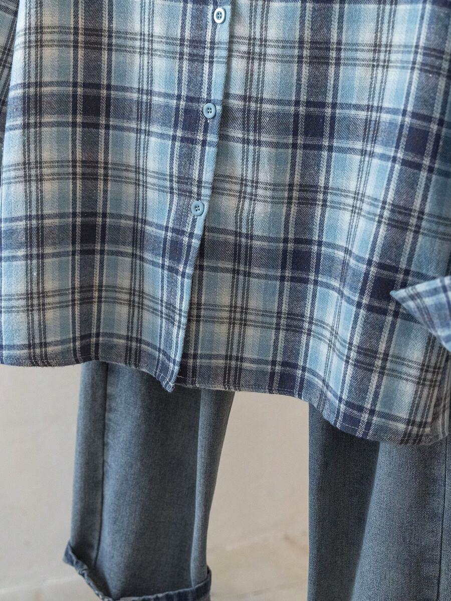 ByRoza | Koszula flanelowa w kratę zapinana na guziki