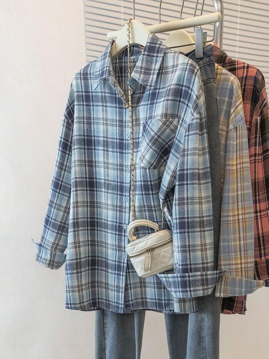 ByRoza | Koszula flanelowa w kratę zapinana na guziki