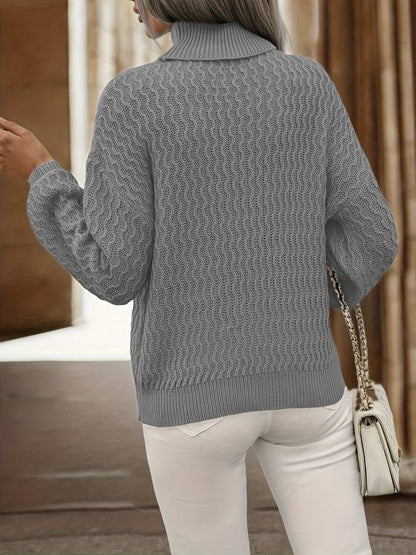 Elegancki sweter z golfem dla kobiet – Luźny krój, luksusowy