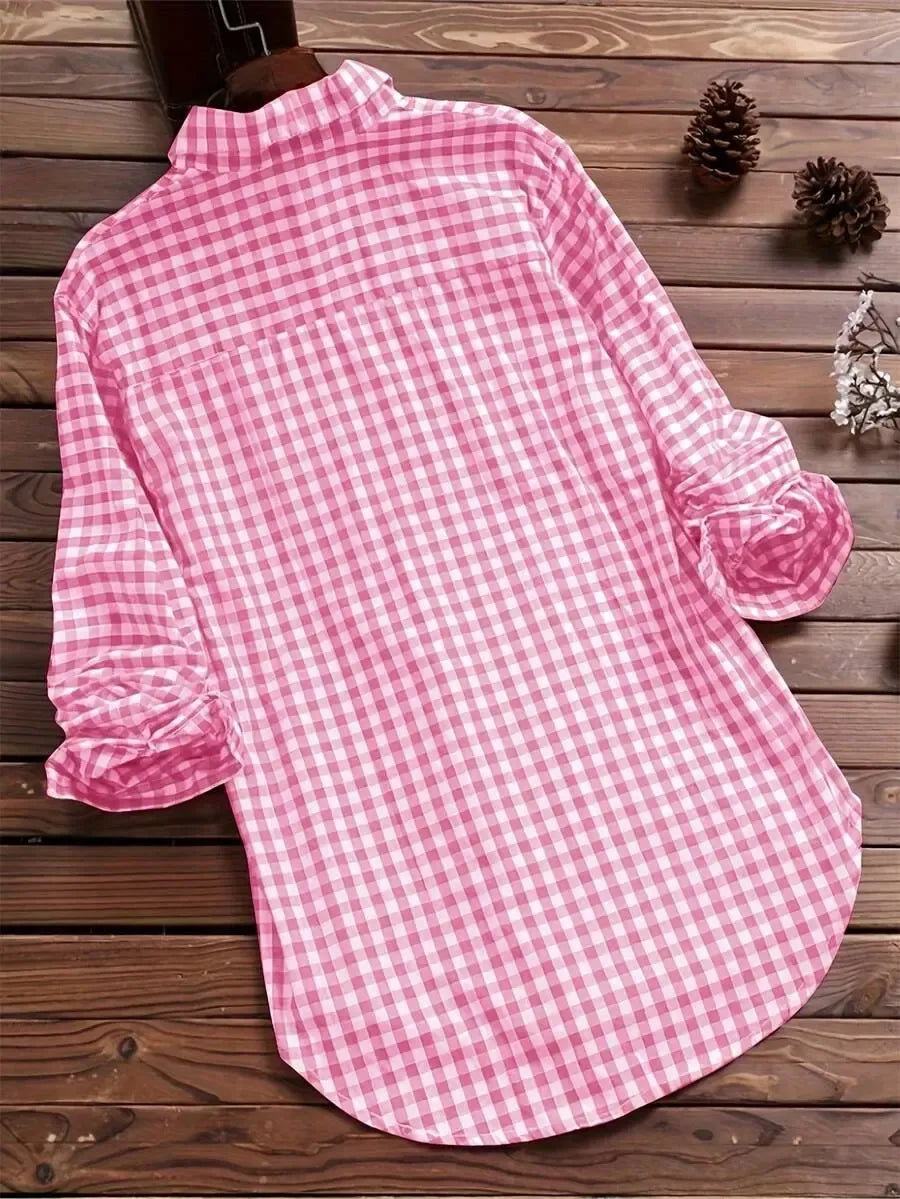 ByRoza | Koszula flanelowa z długim rękawem w kratę Gingham