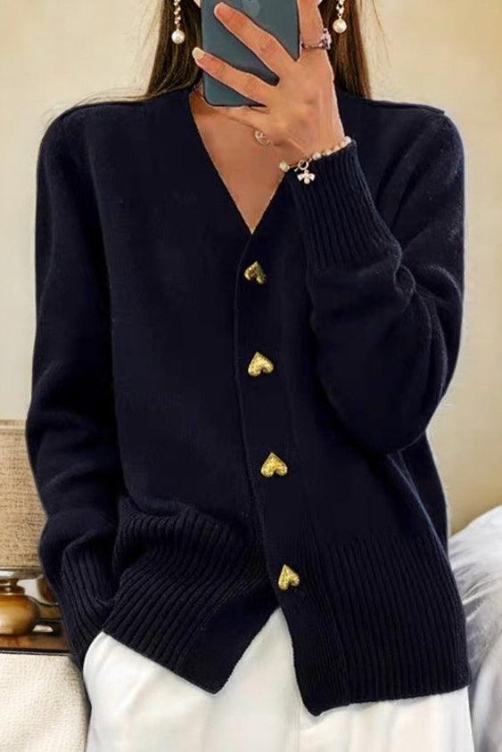 ByRoza | Złote guziki, ciepły kardigan