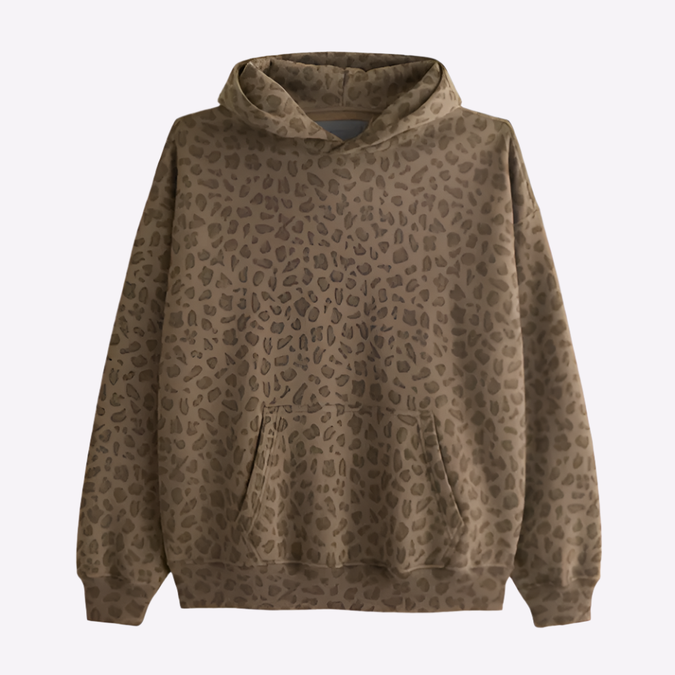 Casual | Miękka bluza z kapturem w panterkę 0