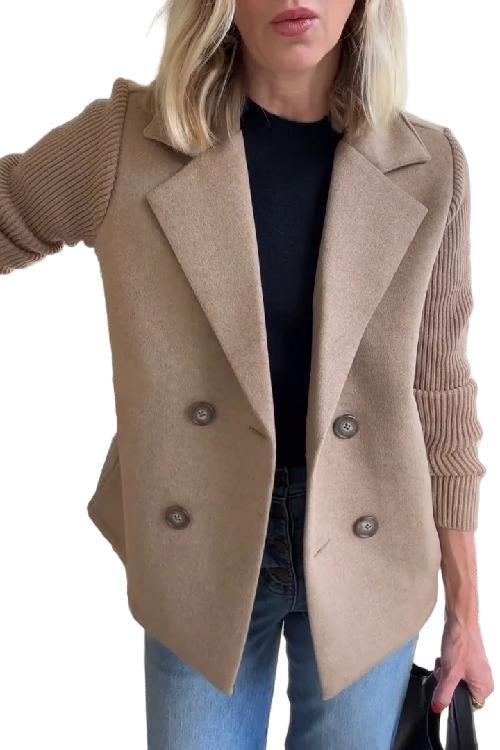 Lekka, dopasowana blezery z dzianinowymi rękawami – odzież codzienna dla kobiet